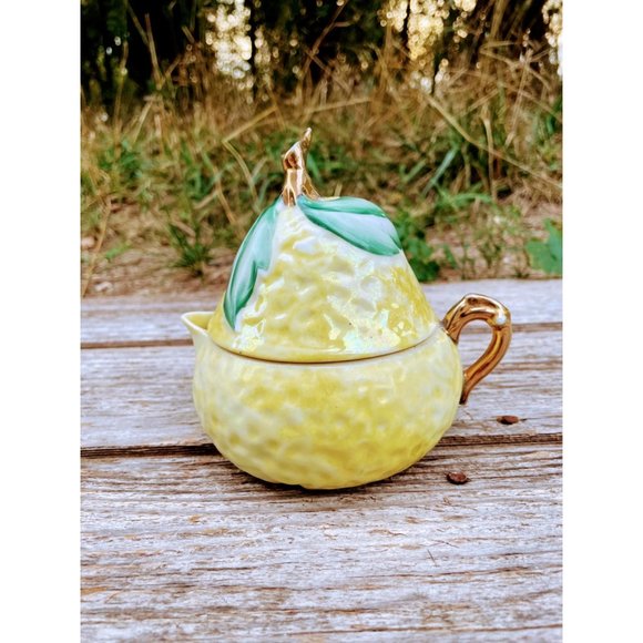 Vintage Porcelain Figural Juicer Pear Fruit 3 Pieces - Picture 1 of 14